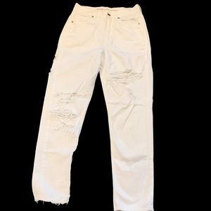 American Eagle White Destroyed Distressed Jeans Sz4